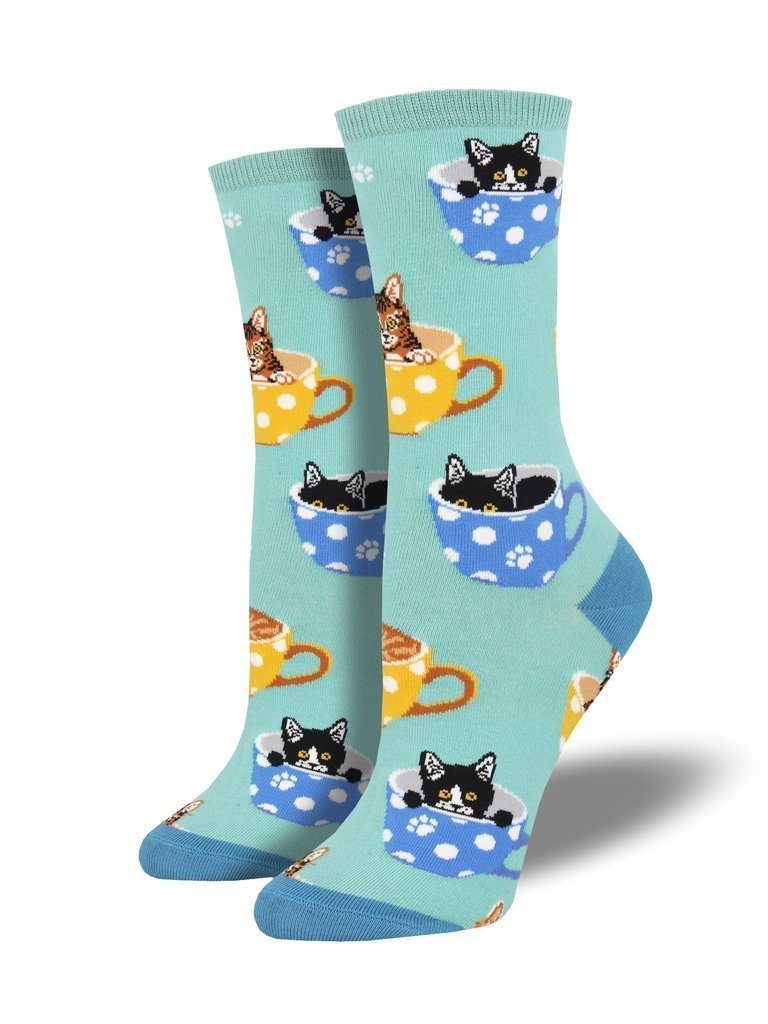 Socksmith - Cat-feinated Crew Socks | Women's - Knock Your Socks Off