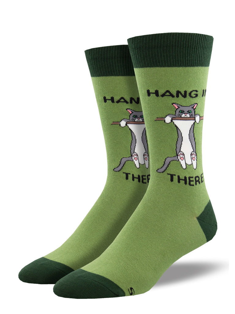 Socksmith - "Hang In There" Cat Crew Socks | Men's - Knock Your Socks Off