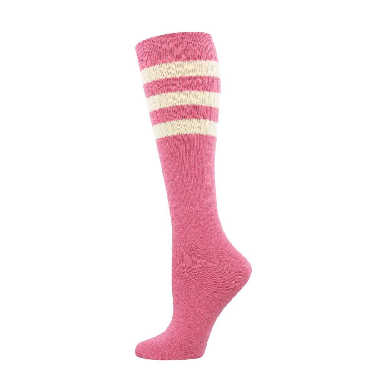 Socksmith - High Roller Pink Heather Stripe Knee High Socks | Women's - Knock Your Socks Off