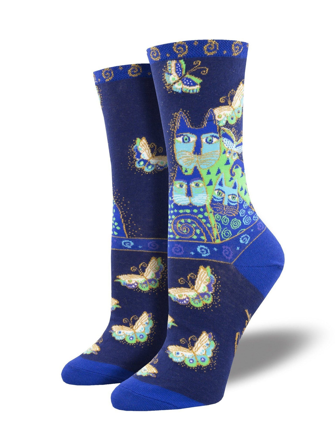 Socksmith - Laurel Burch: Indigo Cats Crew Socks | Women's - Knock Your Socks Off