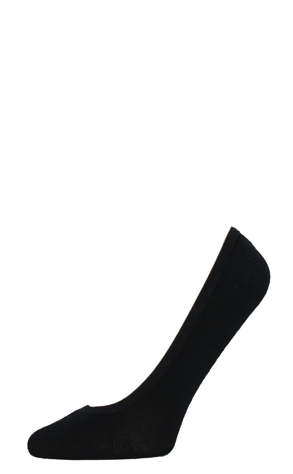 Black low-cut no-show liner sock shaped to hide inside a shoe