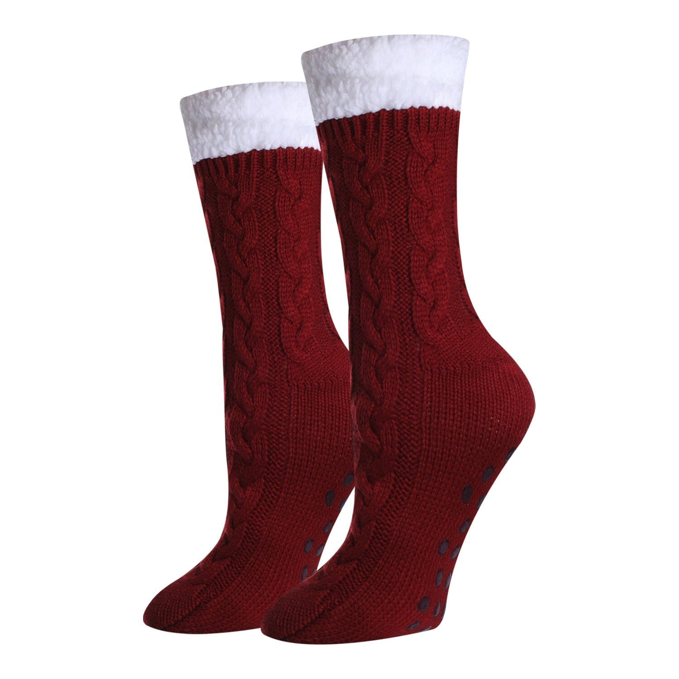Solid Red Sherpa Crew Socks | Women's - Knock Your Socks Off
