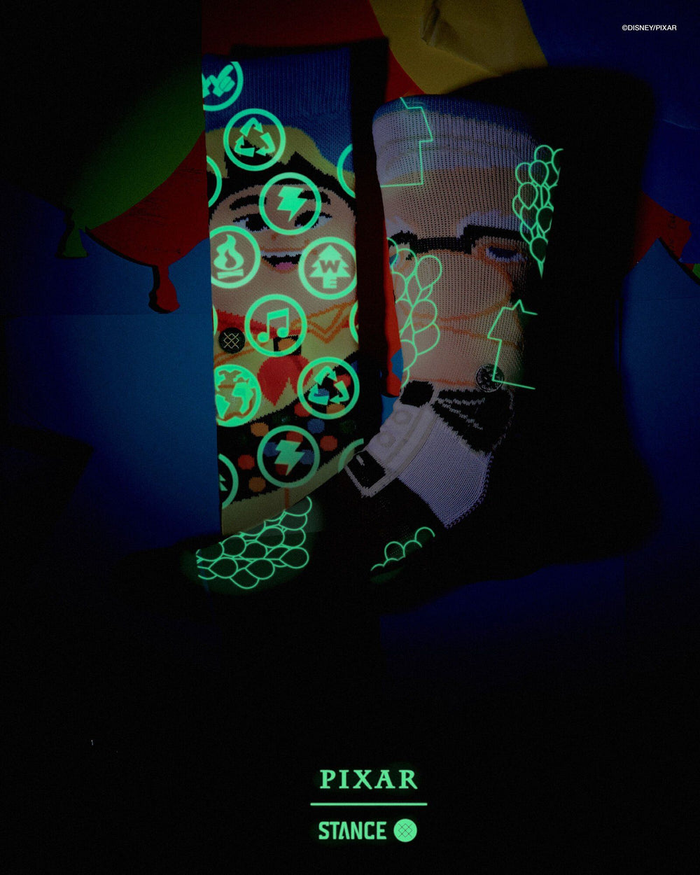 Flat back view of the UP Wilderness Explorer socks laid side by side