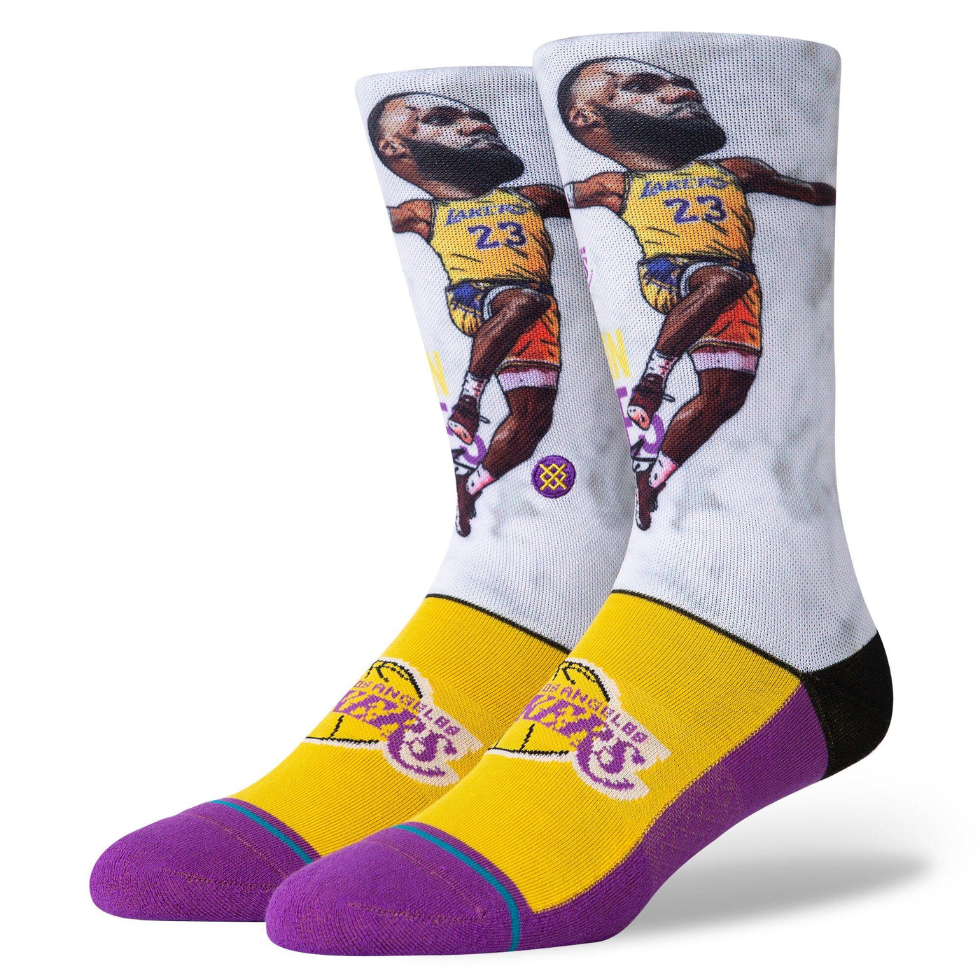 Stance - Lakers: LBJ Big Head Crew Socks | Men's - Knock Your Socks Off