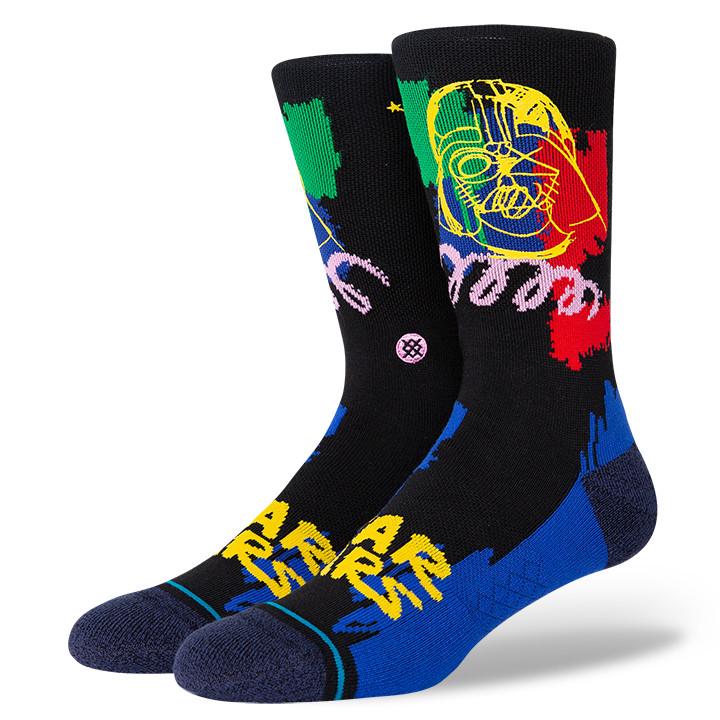Men's Star Wars Buffed Vader crew socks shown with a buff Darth Vader design