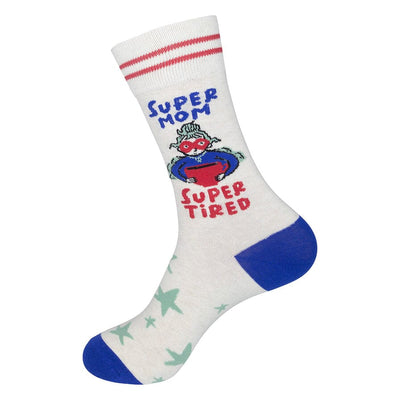 Super Mom. Super Tired Crew Socks | Unisex - Knock Your Socks Off