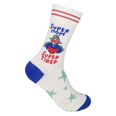 Super Mom. Super Tired Crew Socks | Unisex - Knock Your Socks Off