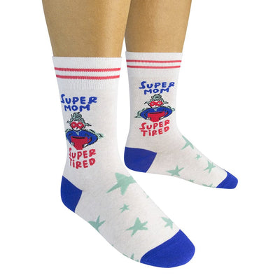 Super Mom. Super Tired Crew Socks | Unisex - Knock Your Socks Off
