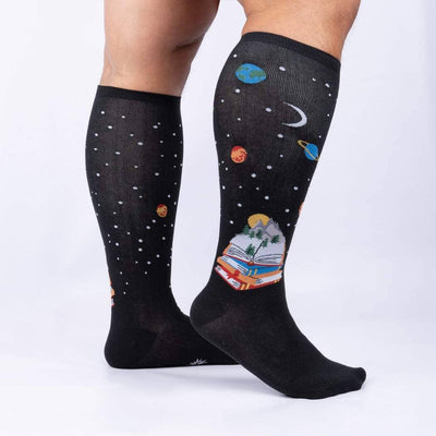 Take a Look, It's In a Book Stretch-It Knee High Socks | Women's - Knock Your Socks Off