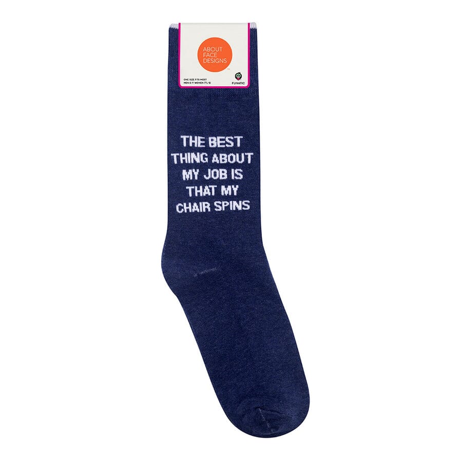 The Best Thing About My Job Is That My Chair Spins Crew Socks | Unisex - Knock Your Socks Off