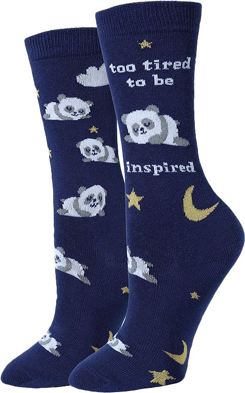 Too Tired To Be Inspired Crew Socks | Women's - Knock Your Socks Off