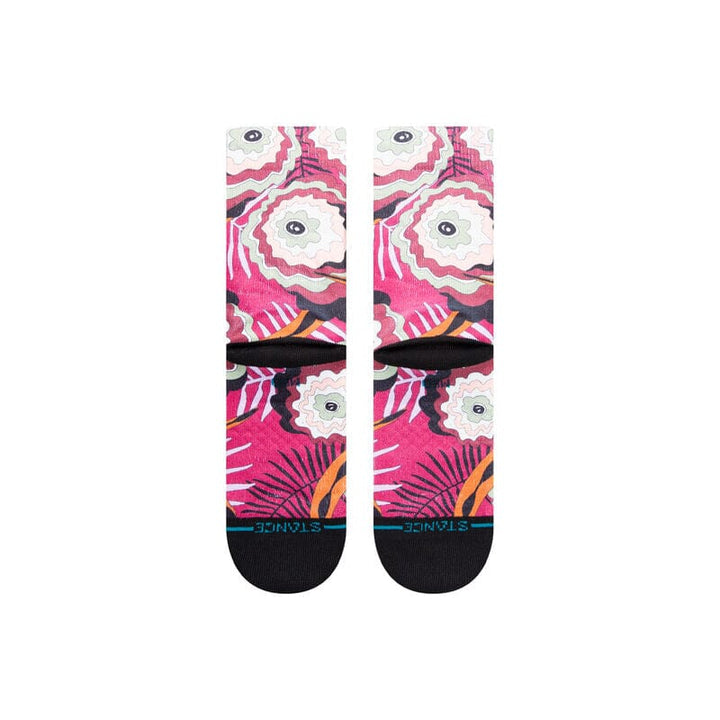 Reverse view of the floral socks showing the back print, black toe and STANCE lettering