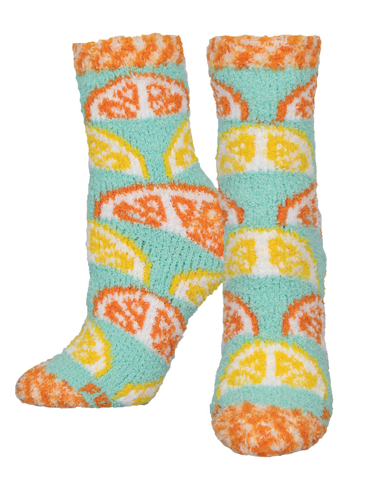 Warm & Cozy Citrus Slices - Mint Crew Socks | Women's - Knock Your Socks Off