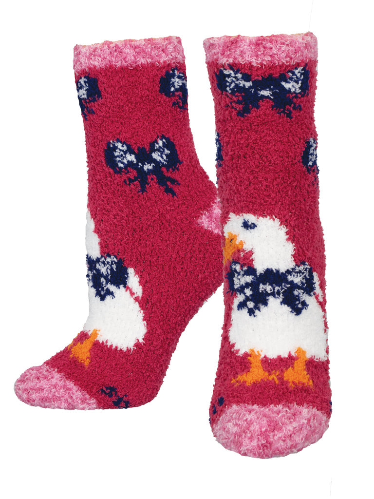 Warm & Cozy Duck - Pink Crew Socks | Women's - Knock Your Socks Off