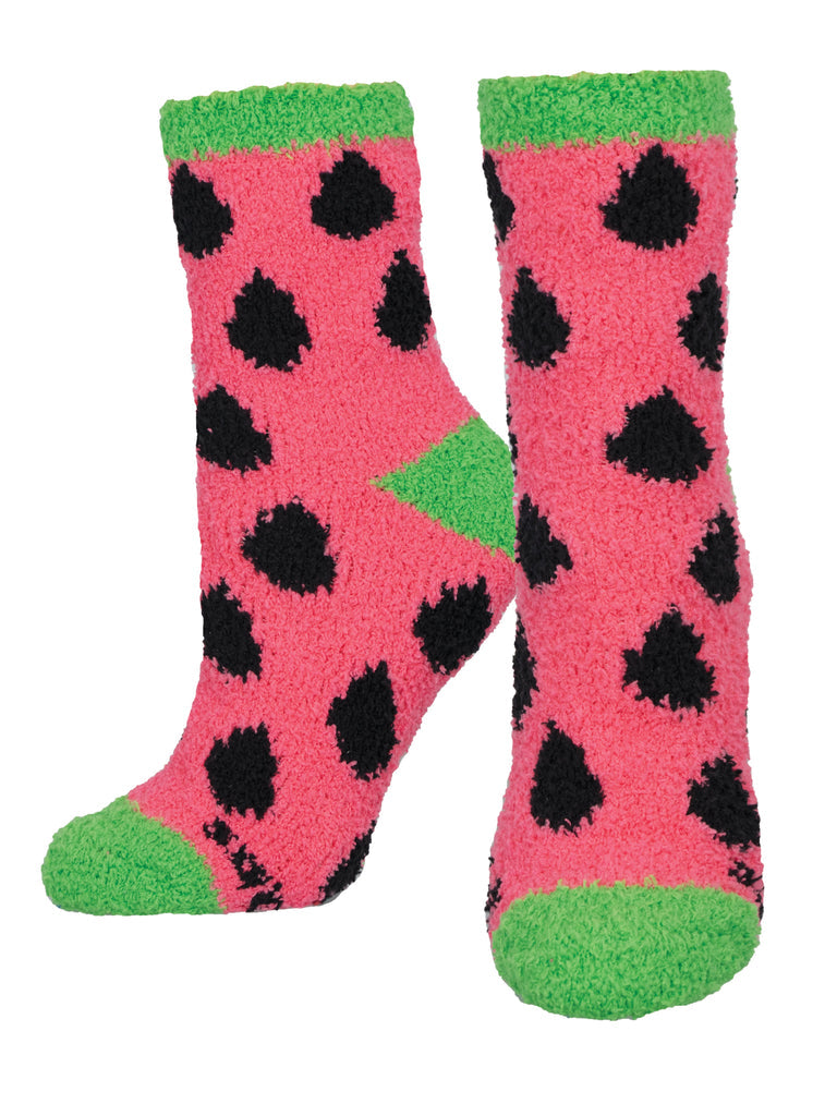 Warm & Cozy Watermelon - Pink Crew Socks | Women's - Knock Your Socks Off