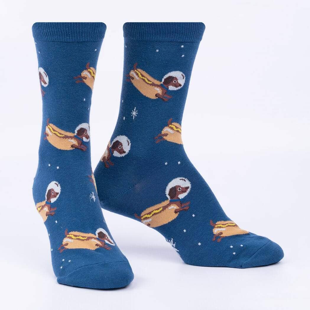 Weiner Dogs, In Space! Crew Socks | Women's - Knock Your Socks Off