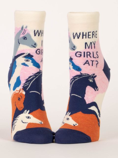 "Where My Girls At?" Ankle Socks | Women's - Knock Your Socks Off