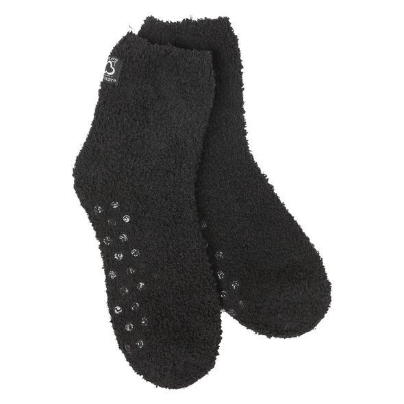 World's Softest - Black Cozy w/ Grippers Quarter Ankle Socks | Women's - Knock Your Socks Off