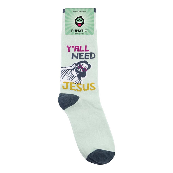 Mint Jesus sock with Funatic header card showing the &